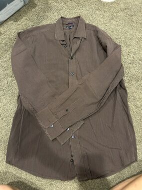 GAP Men's Brown Pinstripe Casual Button-Down Shirt